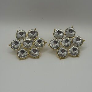 Elegant Rivoli White Crystal Cluster Earrings